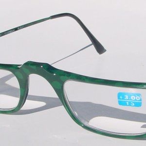 (NWT) Vintage 90's Carbon Fiber Rectangle Reader +2.75 (S.Green)